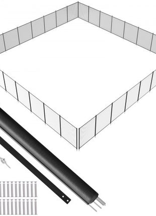 Pool Fence, 4 x 96 FT Pool Fences for Inground Pools, Removable Child Safety Pool Fencing, Easy DIY Installation Swimming Pool Fence, 340gms Teslin PVC Pool Fence Mesh Protects Kids and Pets