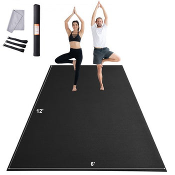 Exercise Mat, Non Slip High Density Premium Yoga Mat, Exercise Yoga Mat for Men Women, Fitness & Exercise Mat with Bag & Carry Strap, for All Types of Home Yoga, Pilate & Floor Workout (12x6ft)