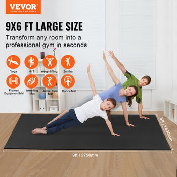 Exercise Mat, Non Slip High Density Premium Yoga Mat, Exercise Yoga Mat for Men & Women, Fitness & Exercise Mat with Bag & Carry Strap, for All Types of Home Yoga, Pilate & Floor Workout (9x6ft)
