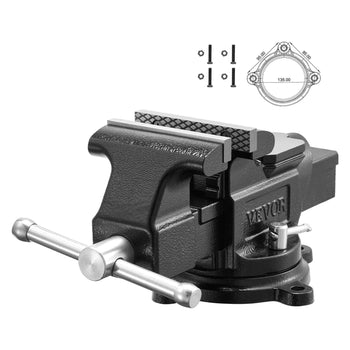 Heavy Duty Bench Vise, 4" Jaw Width, Multi-Purpose Ductile Iron Bench Vise with Anvil and 360-Degree Locking Swivel Base, 2.24" Throat Depth, 4.7" Max Jaw Opening, for Drilling, Pipe Cutting