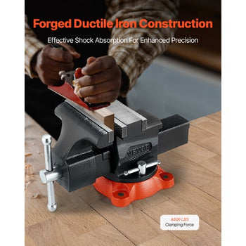 Bench Vise, 5.5" Jaw Width, 5.5" Max Jaw Opening Multipurpose Vise with 360° Swivel Locking Base, 2.8" Throat Depth, Heavy Duty Ductile Iron Workbench Vise, Two-Way Jaws for Clamping Round Pipes