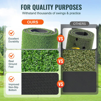Golf Hitting Mat, 5x4ft Artificial Turf Golf Hitting Mat, Golf Hitting Training Aids with 10 Golf Balls, 9 Golf Tees, Golf Practice Hitting Mat for Backyard Driving Indoor Outdoor Training