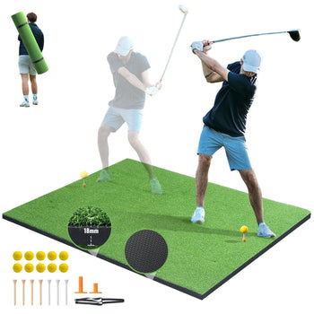 Golf Hitting Mat, 5x4ft Artificial Turf Golf Hitting Mat, Golf Hitting Training Aids with 10 Golf Balls, 9 Golf Tees, Golf Practice Hitting Mat for Backyard Driving Indoor Outdoor Training