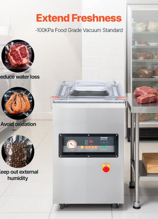 Chamber Vacuum Sealer, 900W Sealing Power, Vacuum Packing Machine for Wet Foods, Meats, Marinades and More, Compact Size with 15.7 in Sealing Length, Applied in Home Kitchen and Commercial Use