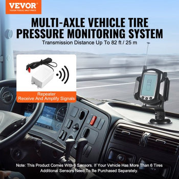 RV Tire Pressure Monitoring System, 0-199 PSI Trailer TPMS, Universal Wireless Car Alarm System, Waterproof TPMS Sensors Set with 6 Sensors, 7 Alarm Modes, Real-time Display, Easy to Install