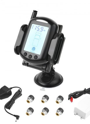 RV Tire Pressure Monitoring System, 0-199 PSI Trailer TPMS, Universal Wireless Car Alarm System, Waterproof TPMS Sensors Set with 6 Sensors, 7 Alarm Modes, Real-time Display, Easy to Install