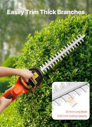 Electric Hedge Trimmer, 1200 RPM, Cordless  Hedge Trimmer for Low Branch, 20V 2A Battery, Bush Trimmer with 20 in Dual Action Blade & Secure Design, Gardening Trimmer for Yard Lawn Care
