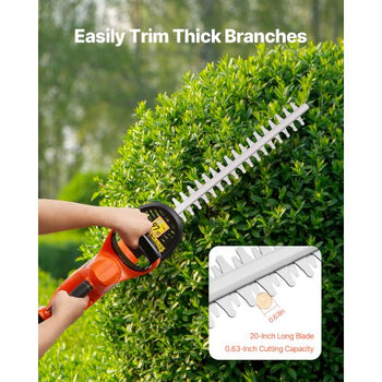 Electric Hedge Trimmer, 1200 RPM, Cordless  Hedge Trimmer for Low Branch, 20V 2A Battery, Bush Trimmer with 20 in Dual Action Blade & Secure Design, Gardening Trimmer for Yard Lawn Care