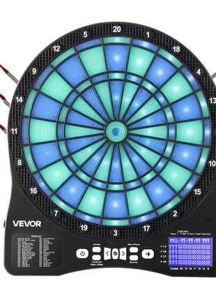 Electronic Dart Board, LED-Illuminated Target Dartboard with 48 Games & 500+ Variations, Includes 6 Dart Shafts with Flights & 50 Soft Tips, Cricket Scoring LCD Screen - Supports Up to 8 Players