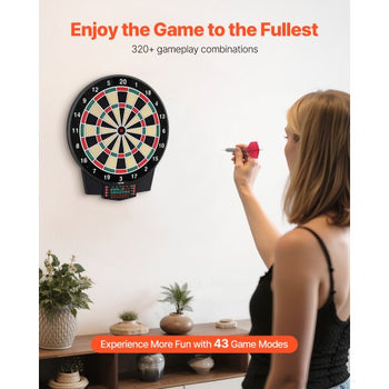 Electronic Dart Board, 15.5" Target Dartboard with 43 Games & 320+ Variations for Up to 8 Players, 6 Dart Shafts with Flights & 50 Soft Tips, Color LCD Scoring Screen for Home Party Game Room
