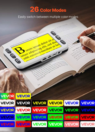 Portable Digital Magnifier, 5-inch HD Electronic Video Magnifier for Low Version, 2X - 48X Electronic Reading Aid with 13MP Near & Far Dual Lens, 26 Color Mode, AV/HDMI Output & Foldable Handle