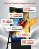 32 in Indoor Digital Signage Floor Standing Advertising Display Kiosk, WiFi HDMI/USB Input Android OS, 178° Wide View, LCD Touchscreen Interactive Monitor, Commercial Totem Vertical Poster