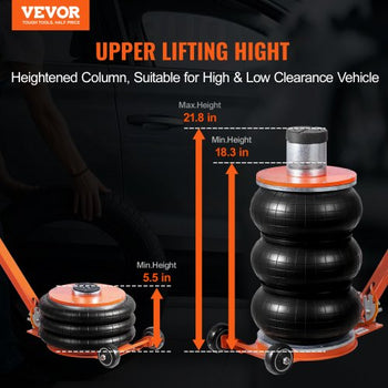 Air Jack, 5 Ton/11000 lbs, 4-10 S Pneumatic Lifting Jack with Heightened Column & Adjustable Handle, Easy-to-Lift & Space-Saving Jack with Thick Rubber Pad, Fits for Sedan, SUV, Pickup Truck
