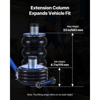 Air Jack, 6 Ton/13227 lbs Airbag Jack, Lift Up to 26.5 inch with Heightened Column, Adjustable Handle & Thick Rubber Pad, 2-5 s Fast Lifting Pneumatic for Car, SUV, Pickup Truck Repair, Garage