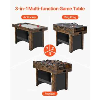 3-in-1 Combo Game Table Set, 54" Air Hockey Table, Multi Combination Table with Air Hockey, Ping Pong, Foosball, Pushers & Pucks, Air Powered Arcade Hockey Table for Family Game Room Office