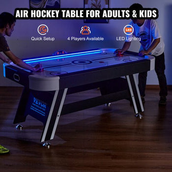 Air-Powered Hockey Table, 72" Indoor Hockey Table for Kids and Adults, LED Sports Hockey Game with 2 Pucks, 2 Pushers, and Electronic Score System, Arcade Gaming Set for Game Room Family Home