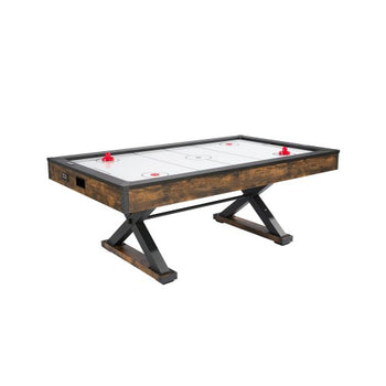 84" Air Hockey Table, Indoor Arcade Table Gaming Set with 2 Pushers, 2 Pucks, Electronic Scorer, X-shaped Legs & High-powered Blower, Air Powered Hockey Game Table for Family Game Room Office