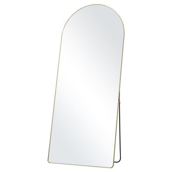 Arched Full Length Mirror, 71'' x 30'', Large Free Standing Leaning Hanging Wall Mounted Floor Mirror with Stand Aluminum Alloy Frame, Full Body Dressing Mirror for Living Room Bedroom, Black