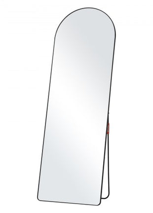 Curved Tall Mirror, 65'' x 22'', Spacious Standalone or Wall Mount Reflective Surface with Aluminum Frame, Comprehensive View Dress Mirror for Bedroom or Living Space, Black
