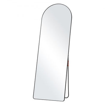 Curved Tall Mirror, 65'' x 22'', Spacious Standalone or Wall Mount Reflective Surface with Aluminum Frame, Comprehensive View Dress Mirror for Bedroom or Living Space, Black