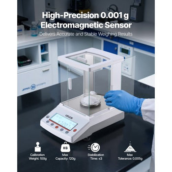 Analytical Balance, 120 g x 0.001 g High Precision Accuracy Lab Scale, g/oz/ct/mg 4 Units Electronic Digital Analytical Balance with Glass Draft Shield, for Laboratory Jewelry Pharmacy