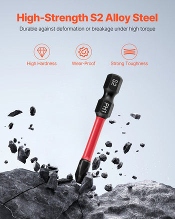 Screwdriver Bit Set, 101-Piece, Magnetic Phillips, Pozidriv, Slotted, Square, Torx, Hex Bits, Hex Nut Sockets, Extension Rod with Storage Case, High-Strength S2 Alloy Steel, Blackened Finish