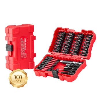 Screwdriver Bit Set, 101-Piece, Magnetic Phillips, Pozidriv, Slotted, Square, Torx, Hex Bits, Hex Nut Sockets, Extension Rod with Storage Case, High-Strength S2 Alloy Steel, Blackened Finish