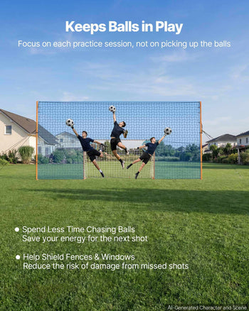 Soccer Goal 9 x 5 FT Soccer Goal for Backyard with Iron Frame PE Net, Durable Backstop, Target Net, Ground Stakes, Ropes, for Youth & Adults, Outdoor Sports, Backyard Practice Training Games