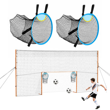 Soccer Goal 9 x 5 FT Soccer Goal for Backyard with Iron Frame PE Net, Durable Backstop, Target Net, Ground Stakes, Ropes, for Youth & Adults, Outdoor Sports, Backyard Practice Training Games
