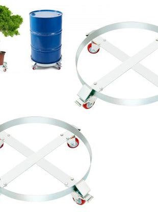 2PCS 55 Gallon Heavy Duty Drum Dolly, 1000 lbs Load Capacity, Barrel Dolly Cart Drum Caddy, Non Tipping Hand Truck Capacity Dollies with Steel Frame 4 Swivel Casters Wheel, for Drum Handling