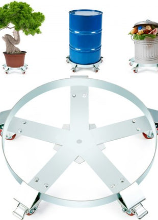 55 Gallon Heavy Duty Drum Dolly, 1250lbs Load Capacity, Barrel Dolly Cart Drum Caddy, Non Tipping Hand Truck Capacity Dollies with Steel Frame 5 Swivel Casters Wheel, for Warehouse Drum Handling
