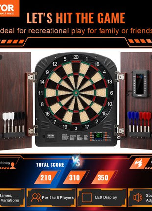 Dartboard and Cabinet Set, Ready-to-Play Bundle Dartboard Cabinet Set, Hideaway Cabinet Features Electronic Scoring, Easy Assembly, Complete with All Accessories, Perfect for Cricket Games