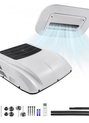 Truck Air Conditioner, 12V 10000 BTU RV Rooftop AC Unit, 350 m³/h Airflow Cab Air Conditioner with Copper Evaporator, Quiet A/C Unit Fast Cooling for Semi Truck Trailer Motorhome Tractor Caravan
