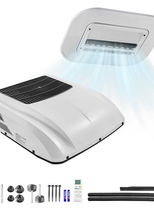 Truck Air Conditioner, 12V 10000 BTU RV Rooftop AC Unit, 350 m³/h Airflow Cab Air Conditioner with Copper Evaporator, Quiet A/C Unit Fast Cooling for Semi Truck Trailer Motorhome Tractor Caravan