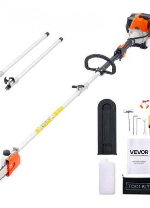 Gas Pole Saw, 33CC 2 Stroke Gas Powered Pole Saws with 8 in Cutting Bar, Cordless Tree Trimmer with 30 fl.oz Fuel Tank, 6.7 to 11.6 ft Extendable, Powerful Chainsaw for Tree Trimming Pruning