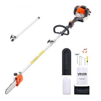 Gas Pole Saw, 25CC 2 Stroke Gas Powered Pole Saws with 8 in Cutting Bar, Cordless Tree Trimmer with 23 fl.oz Fuel Tank, 6.5 to 9 ft Extendable, Powerful Chainsaw for Tree Trimming Pruning