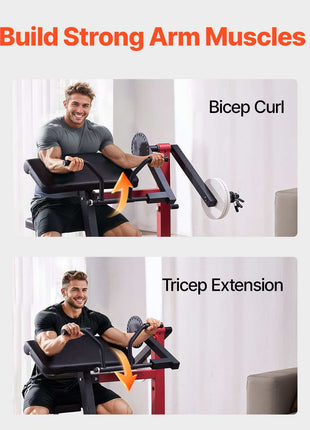 Preacher Curl Machine, 2 in 1 Bicep Curl Machine and Triceps Extension Machine, Seated Arm Isolated Bicep Station, Strength Training Workout Weight Bench, Exercise Equipment for Home Gym