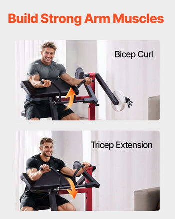 Preacher Curl Machine, 2 in 1 Bicep Curl Machine and Triceps Extension Machine, Seated Arm Isolated Bicep Station, Strength Training Workout Weight Bench, Exercise Equipment for Home Gym