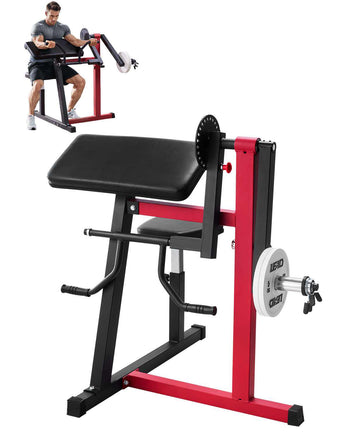Preacher Curl Machine, 2 in 1 Bicep Curl Machine and Triceps Extension Machine, Seated Arm Isolated Bicep Station, Strength Training Workout Weight Bench, Exercise Equipment for Home Gym