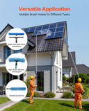 Solar Panel Cleaning Kit, 15 ft, Water Fed Pole Kit with Cleaning Brush, Squeegee, Soap Dispenser, Extendable Aluminum Telescopic Pole, 180° Rotatable Brush Head, for Roof Mounted Solar Panels