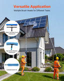 Solar Panel Cleaning Kit, 26 ft, Water Fed Pole Kit with Cleaning Brush, Squeegee, Soap Dispenser, Extendable Aluminum Telescopic Pole, 180° Rotatable Brush Head, for Roof Mounted Solar Panels