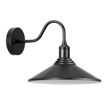 Outdoor Barn Light, 11.5 in Diameter, 1-Pack Farmhouse Gooseneck Light Fixture, Exterior Wall Sconce, with Vintage Style, Anti-Rust, E26 Bulb Compatible for Porch, House, Entryway, Garage, Black