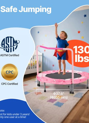 36" Kids Trampoline, 3FT Indoor Outdoor Trampoline, Foldable Mini Trampoline with Handle, Rebounder Trampoline for Toddlers, Birthday Gift for 3+ Years Children, Boys Girls for Fun, Red