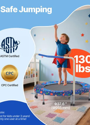 36" Kids Trampoline, 3FT Indoor Outdoor Trampoline, Foldable Mini Trampoline with Handle, Rebounder Trampoline for Toddlers, Birthday Gift for 3+ Years Children, Boys Girls for Fun, Bule