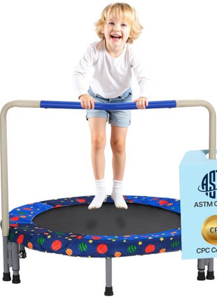 36" Kids Trampoline, 3FT Indoor Outdoor Trampoline, Foldable Mini Trampoline with Handle, Rebounder Trampoline for Toddlers, Birthday Gift for 3+ Years Children, Boys Girls for Fun, Bule