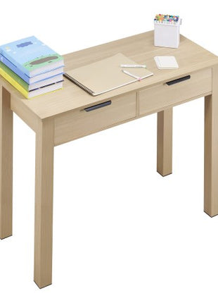 Small Desk with Drawers, Kids Desk for Bedroom, Modern Simple Study Table for Drawing, Reading, Writing, Rectangle MDF Furniture Study Storage Table for Home, Office, Light Wood