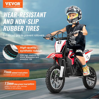 Kids Ride On Motorcycle, 36V Battery Powered Electric Motorcycle with Speed Up to 15.5mph, Treaded Tires, Battery Gauge, Dual Brakes, Ride on Toys for Children Boys Girls Aged 14+