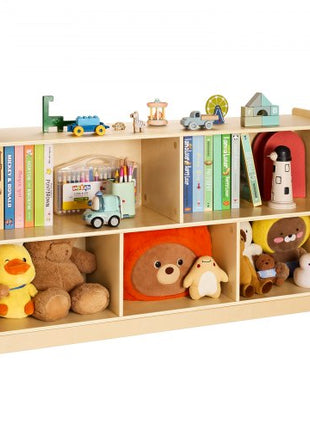 Montessori Bookshelf, 45 in Width Toy Storage Organizer, 5-Section Kids Display Storage Cabinet, Daycare Furniture, Kids Bookshelf for Bedroom, Nursery, Living Room, Entryway, Preschool, Brown