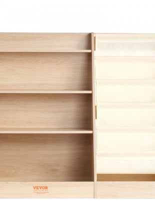 4-Tier Kids Wooden Bookshelf, Six-Layer Sling Bookcase, Baby Storage Book Rack, Book Toy Organizer Cabinet, for Kids Room, Playroom, Kindergarten, Nursery