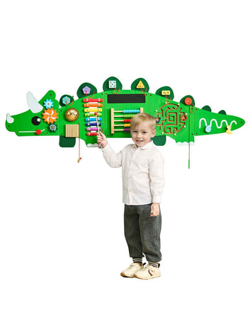 Dinosaur Activity Wall Busy Board Panels, 11 Activities, Montessori Sensory Wall Toy for Kids 3-12 Years, Montessori Learning Activity Center, Ideal for Toddler Playroom Nursery Classroom